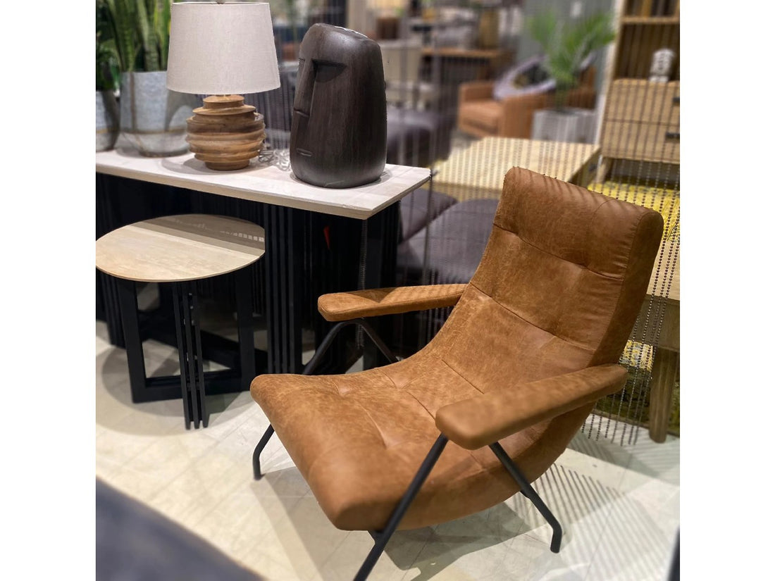 Retro Lounge Tan Accent Chair | Calgary Furniture Store